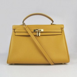 Hermes Kelly 35Cm Togo Leather Handbag Yellow/Gold